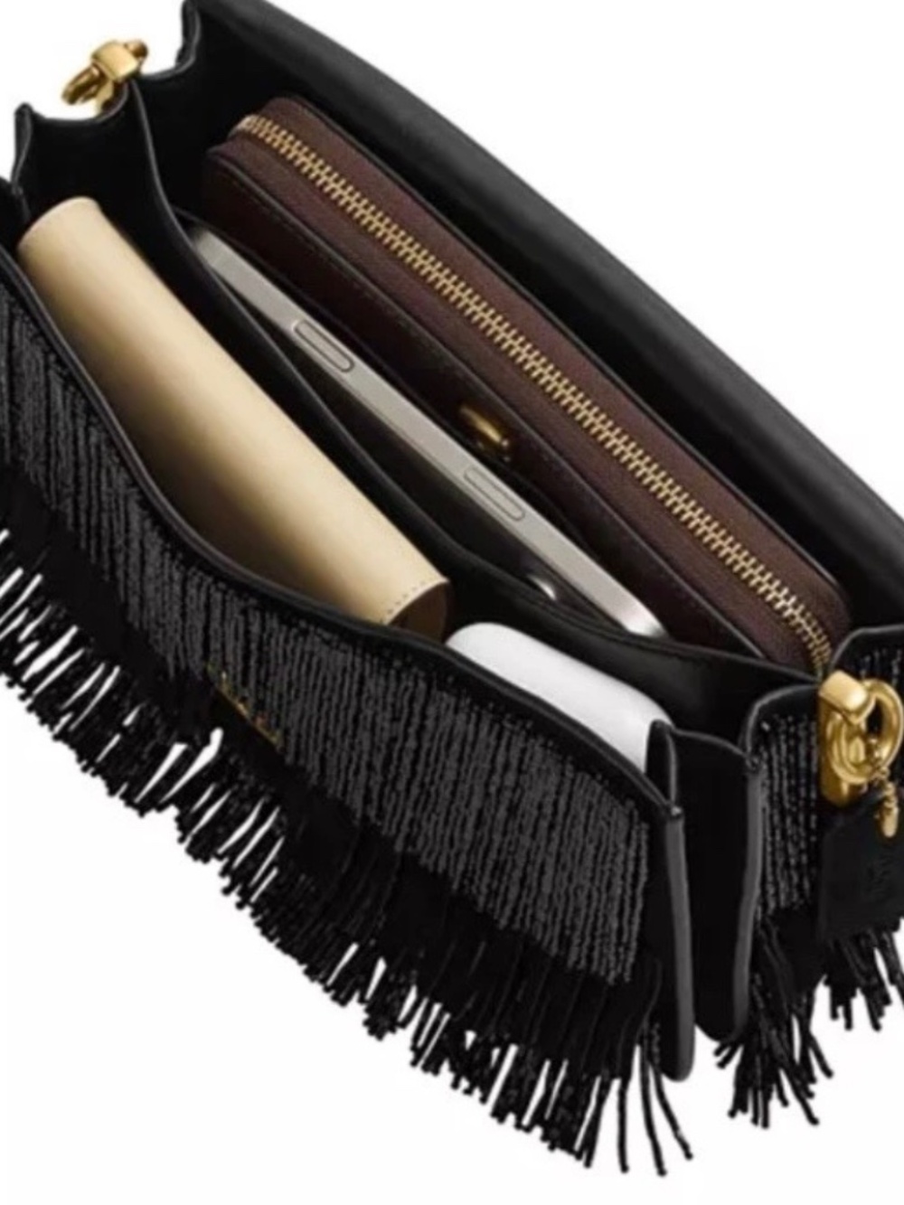 Sale !!! Coach Crystal Beaded Fringe Black Suede Tabby NWT - Picture 12 of 12